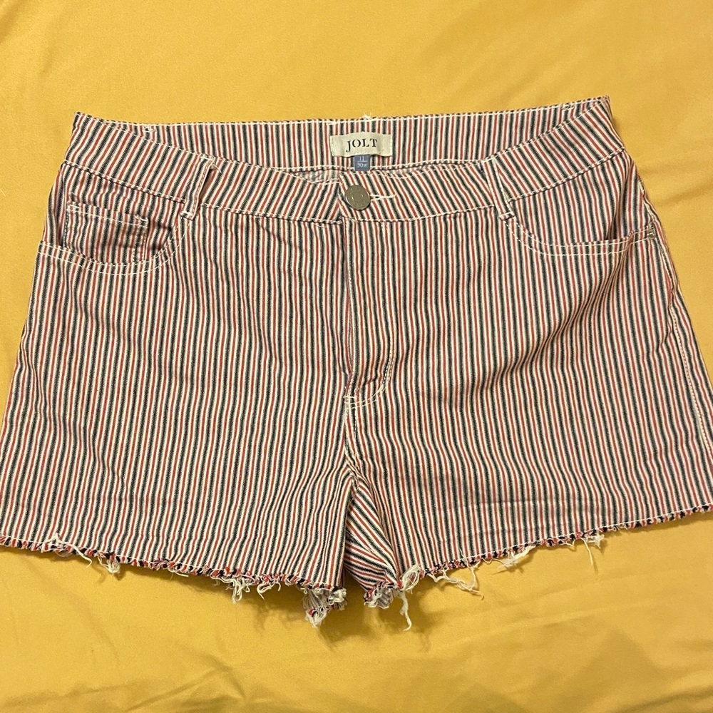 Jolt Women's Red and White Striped Jean Shorts